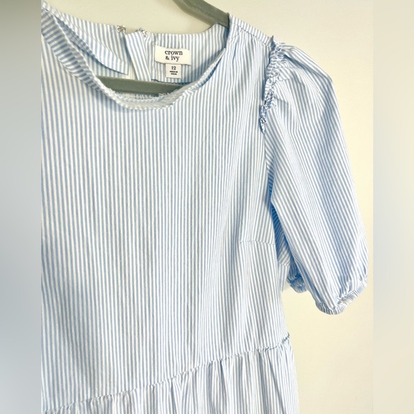 Crown & Ivy Size 12 Blue & White Tiered Dress - Picture 3 of 4